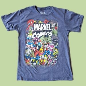 Men's Small Marvel Avengers Comics Crew T-Shirt Retro Cartoon Distressed Comfy
